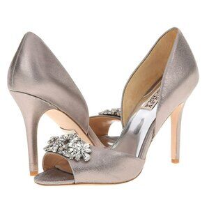 Badgley Mischka Women's Giana II D'Orsay Pump, Pewter Metallic Suede